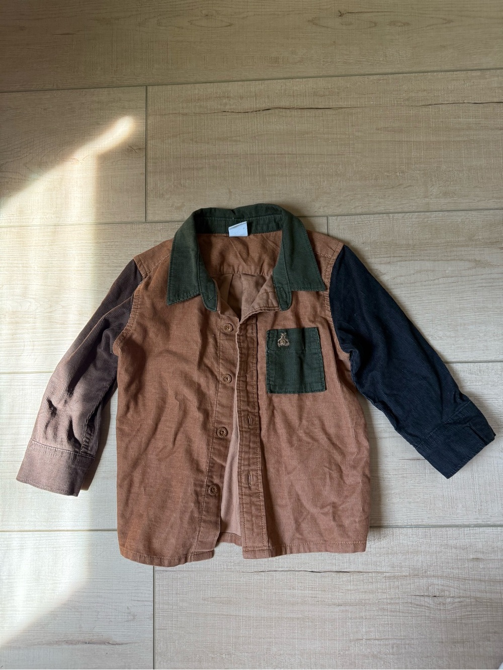 Gap 12-18 month Colorblock Corduroy Button-Up Shirt - Brown, Green, Black